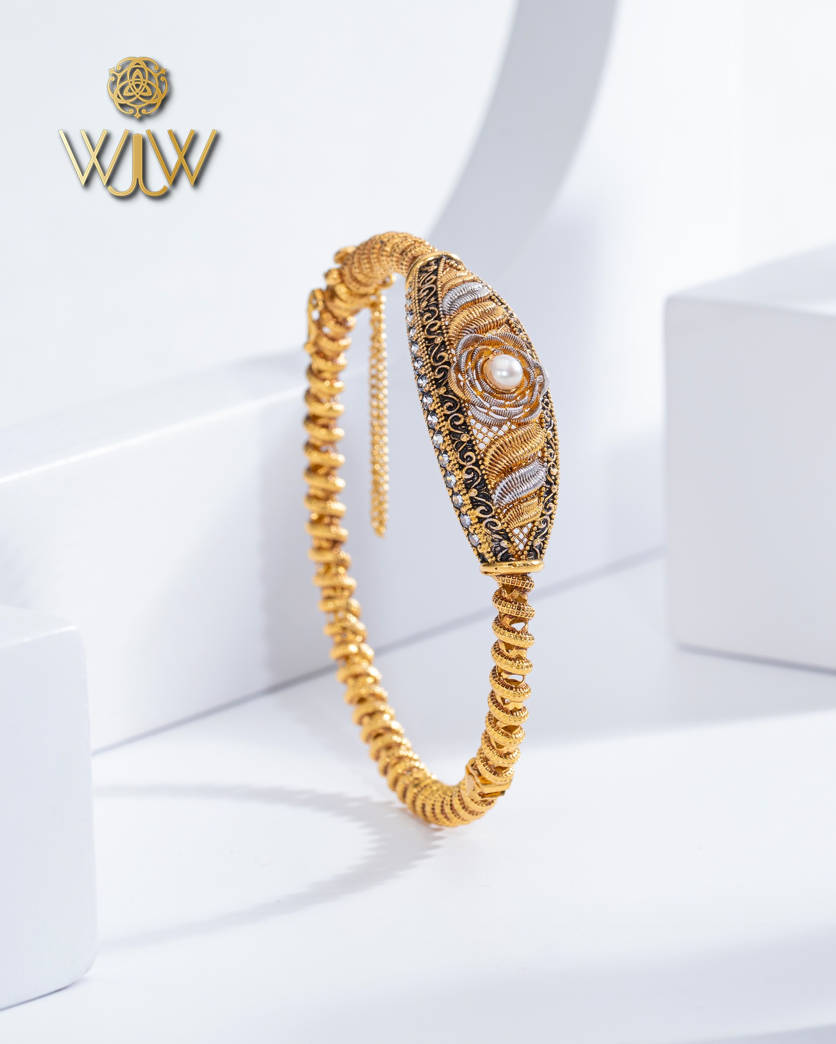 Waseem Jewellers Facebook ad: Adorn your wrists with timeless grace from @waseem_jewelers.