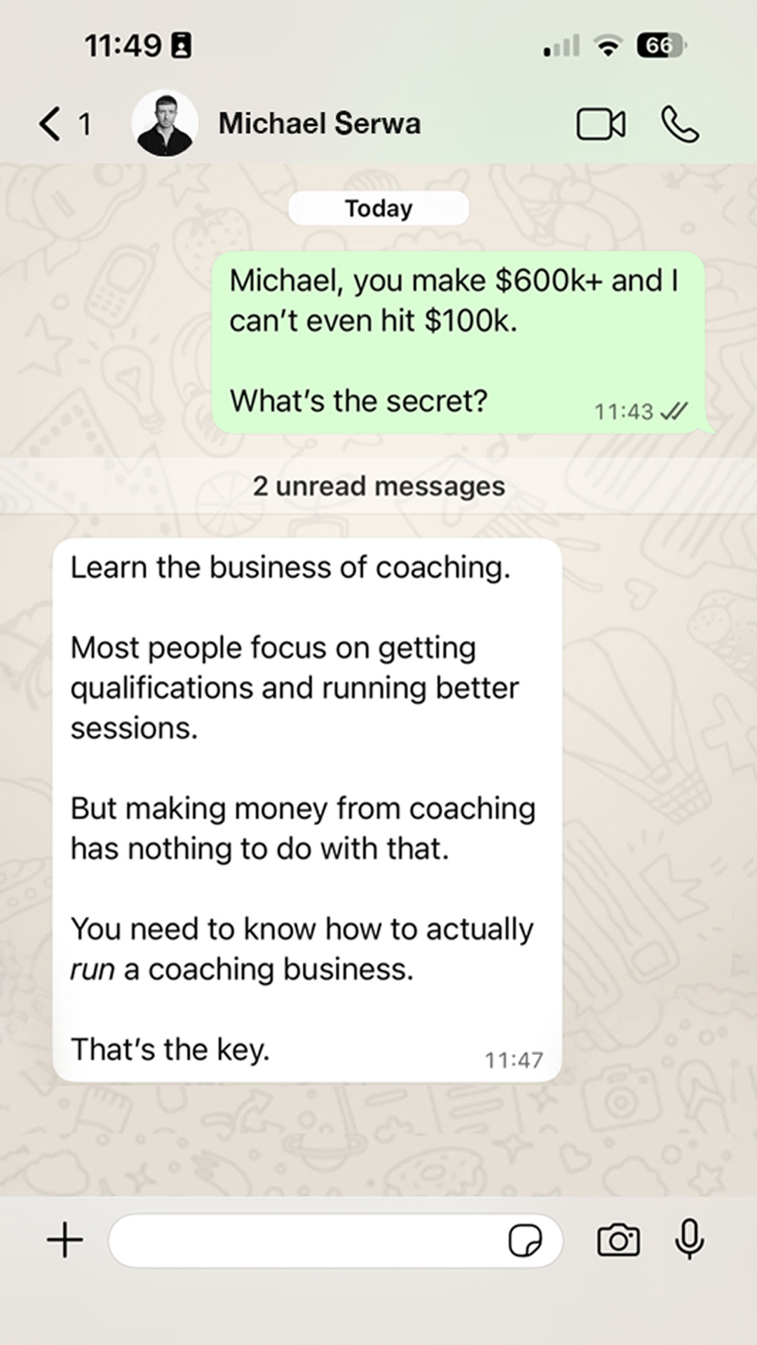Michael Serwa Facebook ad from Aug 17, 2026