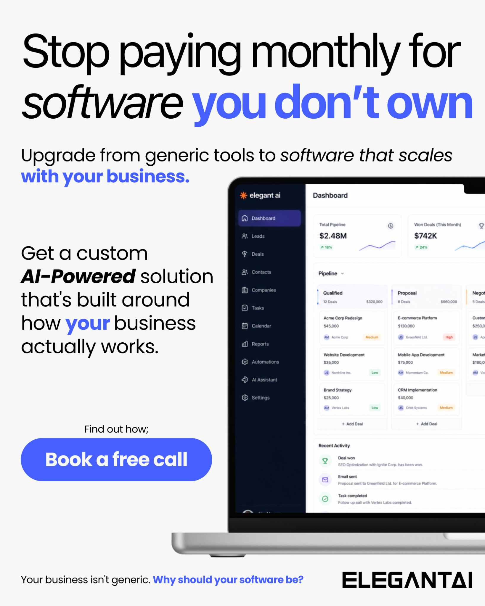 Elegant Media Facebook ad: Stop Renting Your CRM Software