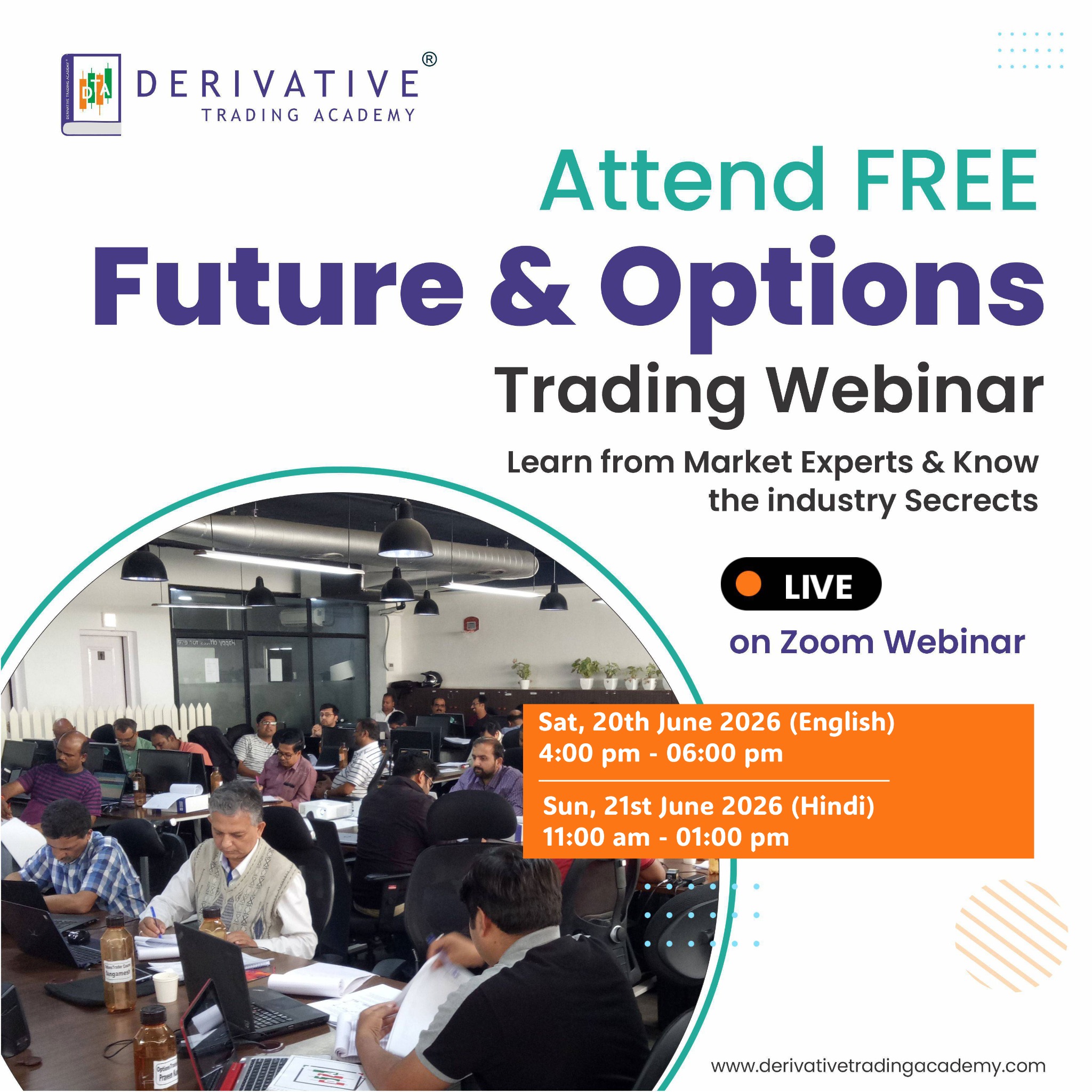 Derivative Trading Academy Facebook ad: Unlock Financial Success: Join Free F&O Trading Webinar!