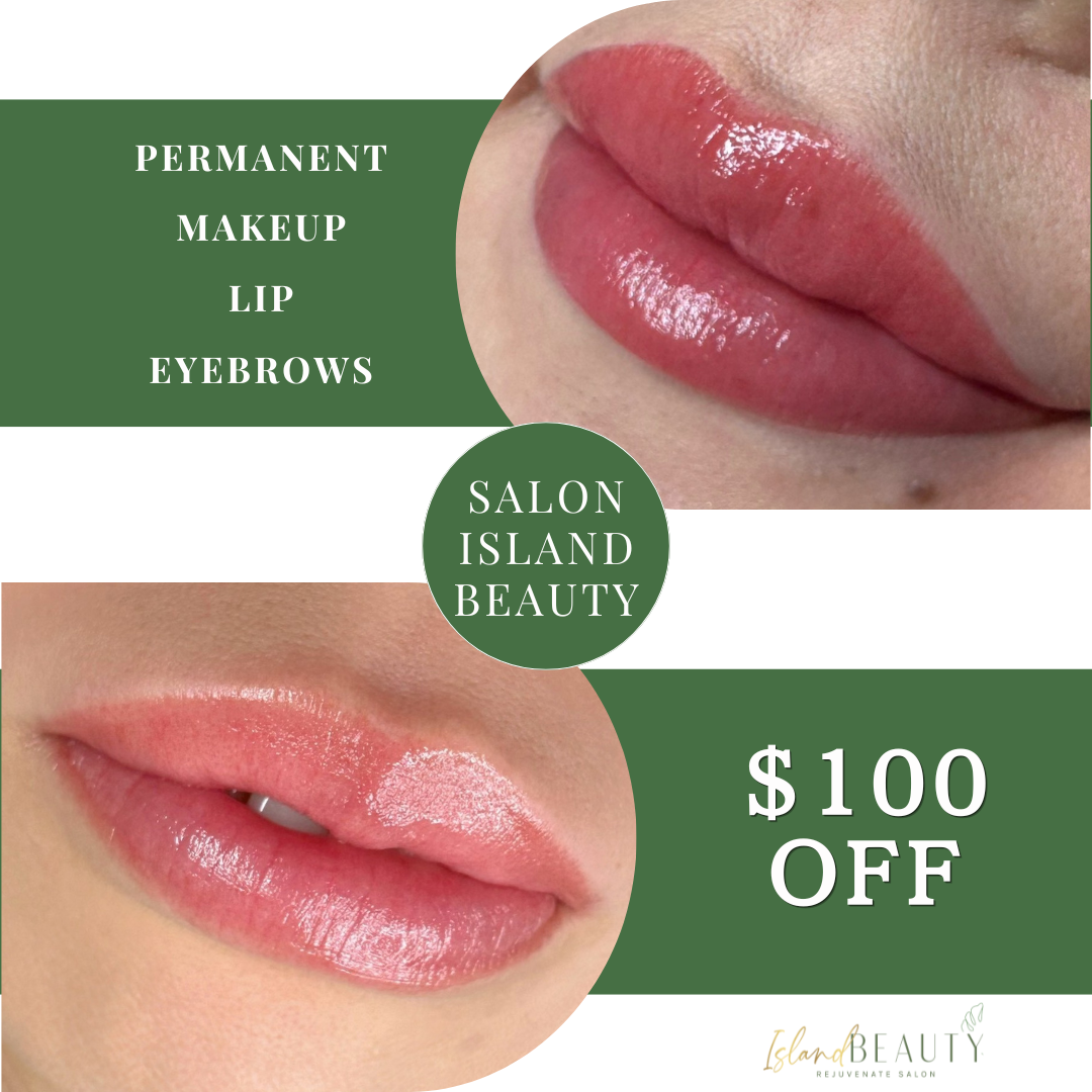 Salon Island Beauty Facebook ad: Perfect Lips and Brows by Mai or Mao, $100 OFF