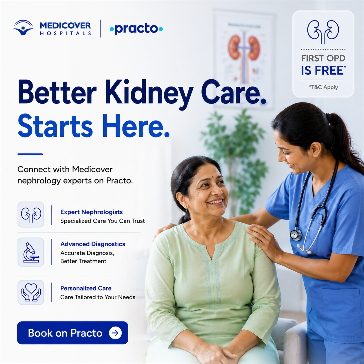 Practo Facebook ad: Book your free consultation.