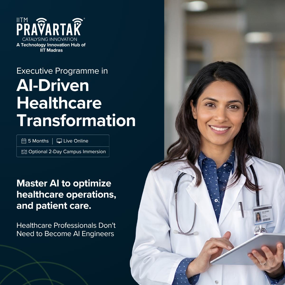 IITM Pravartak Executive Programme in AI-Driven Healthcare Transformation Facebook ad: Apply AI Across the Healthcare Value Chain