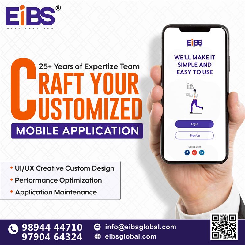 EiBS Global Facebook ad: Custom Mobile App Development for Businesses