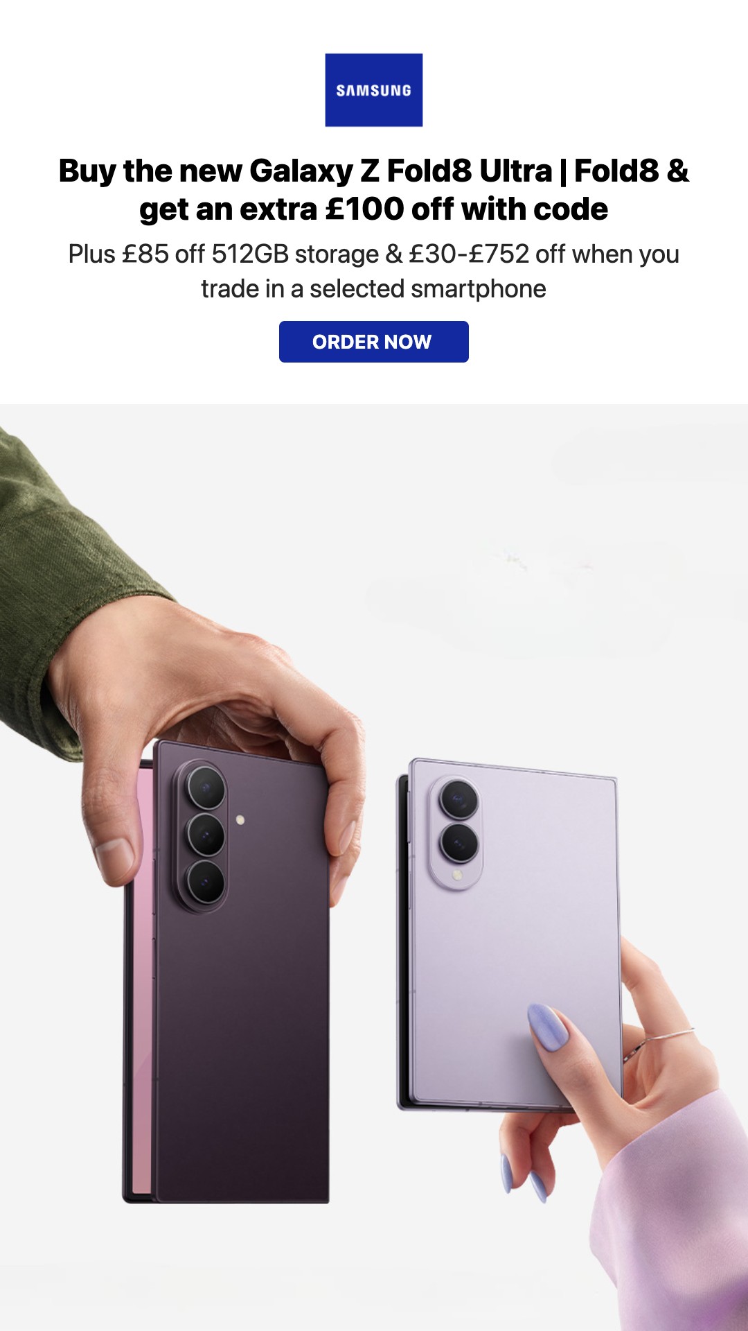 Everything Discounts Facebook ad: Samsung discount code: £150 OFF in July 2026