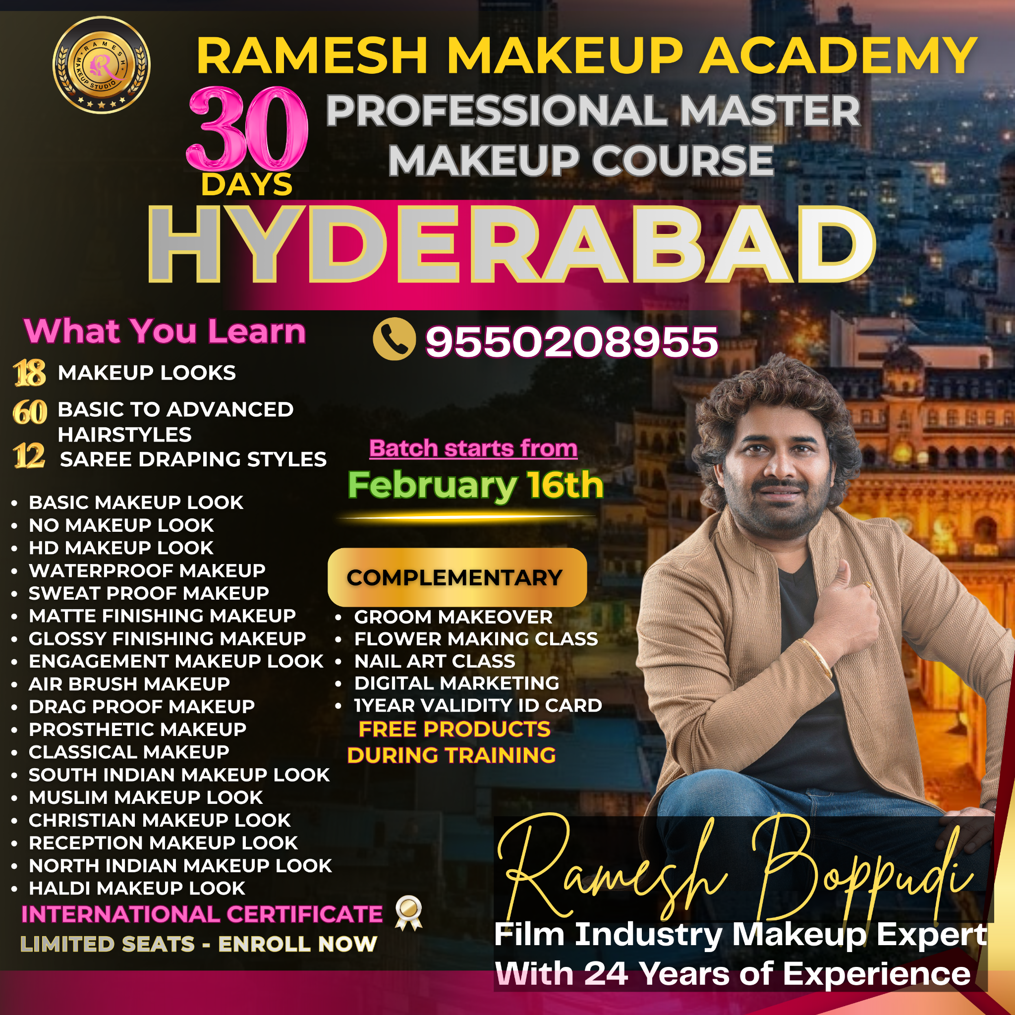 Ramesh Makeup Academy Hyderabad Facebook ad: Enquire Now