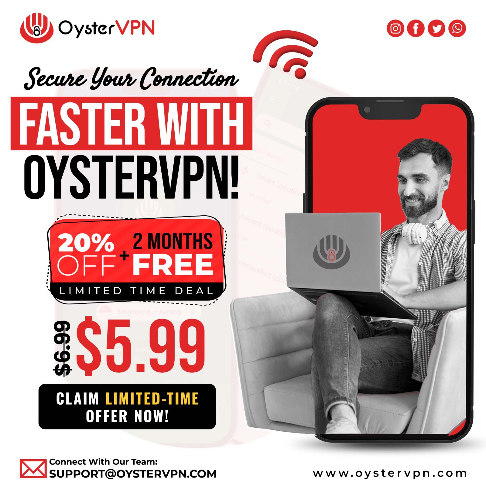 OysterVPN Facebook ad: OysterVPN: Secure and Fast VPN