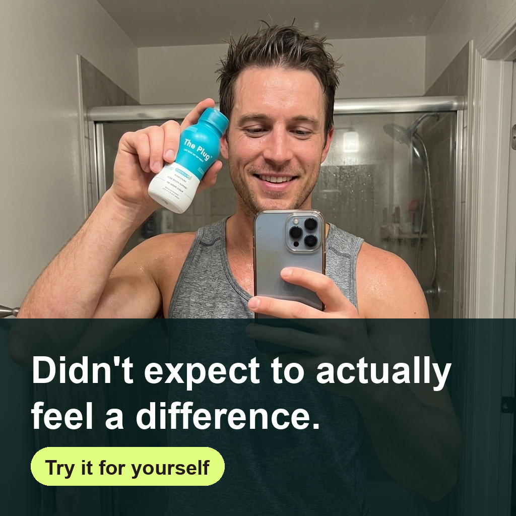 The Plug Drink Facebook ad: Didn't expect to actually feel a difference.