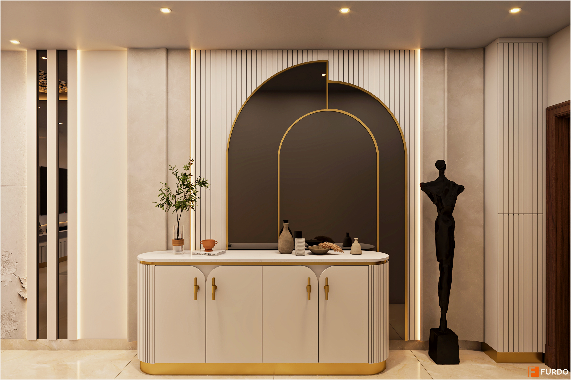 Furdo Facebook ad: Warm neutrals. Sculpted details.