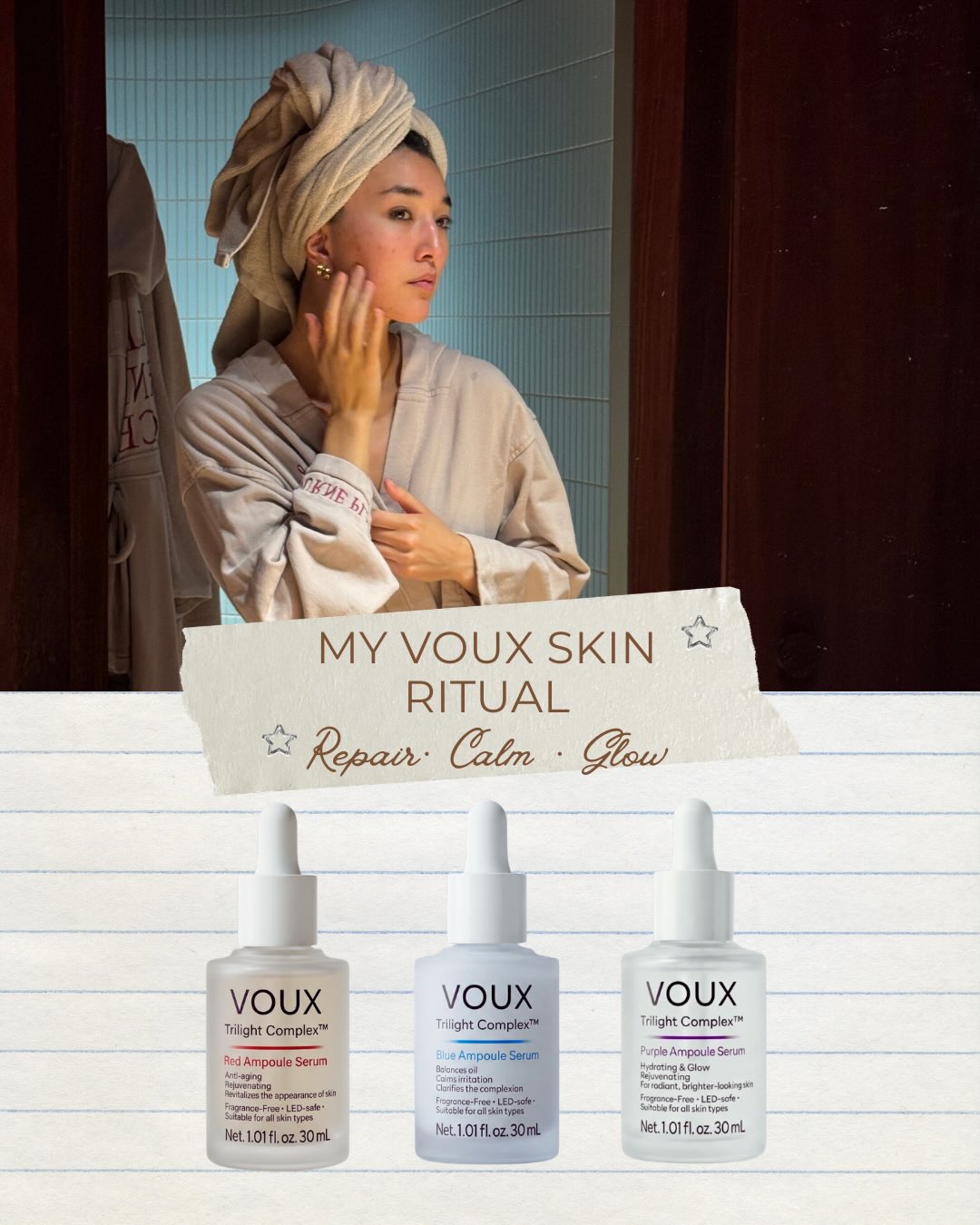VOUX Skincare Facebook ad: Your skin ritual, simplified.