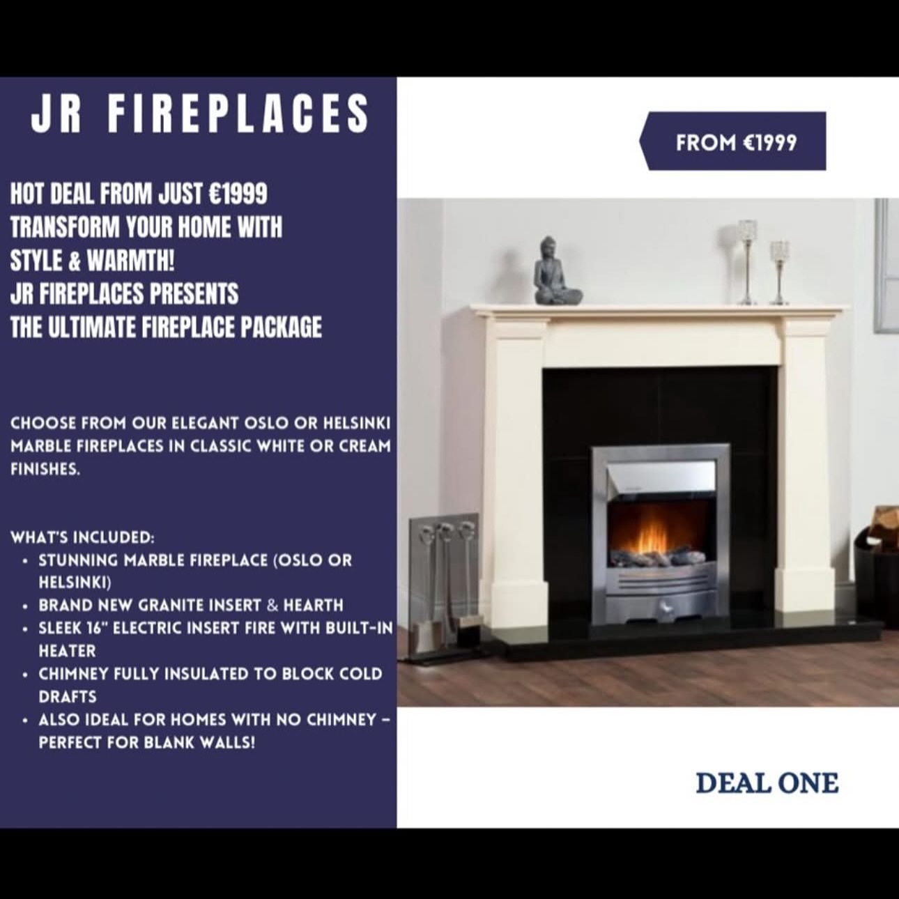 JR Fireplaces & Feature walls Facebook ad: SUMMER SALE NOW ON