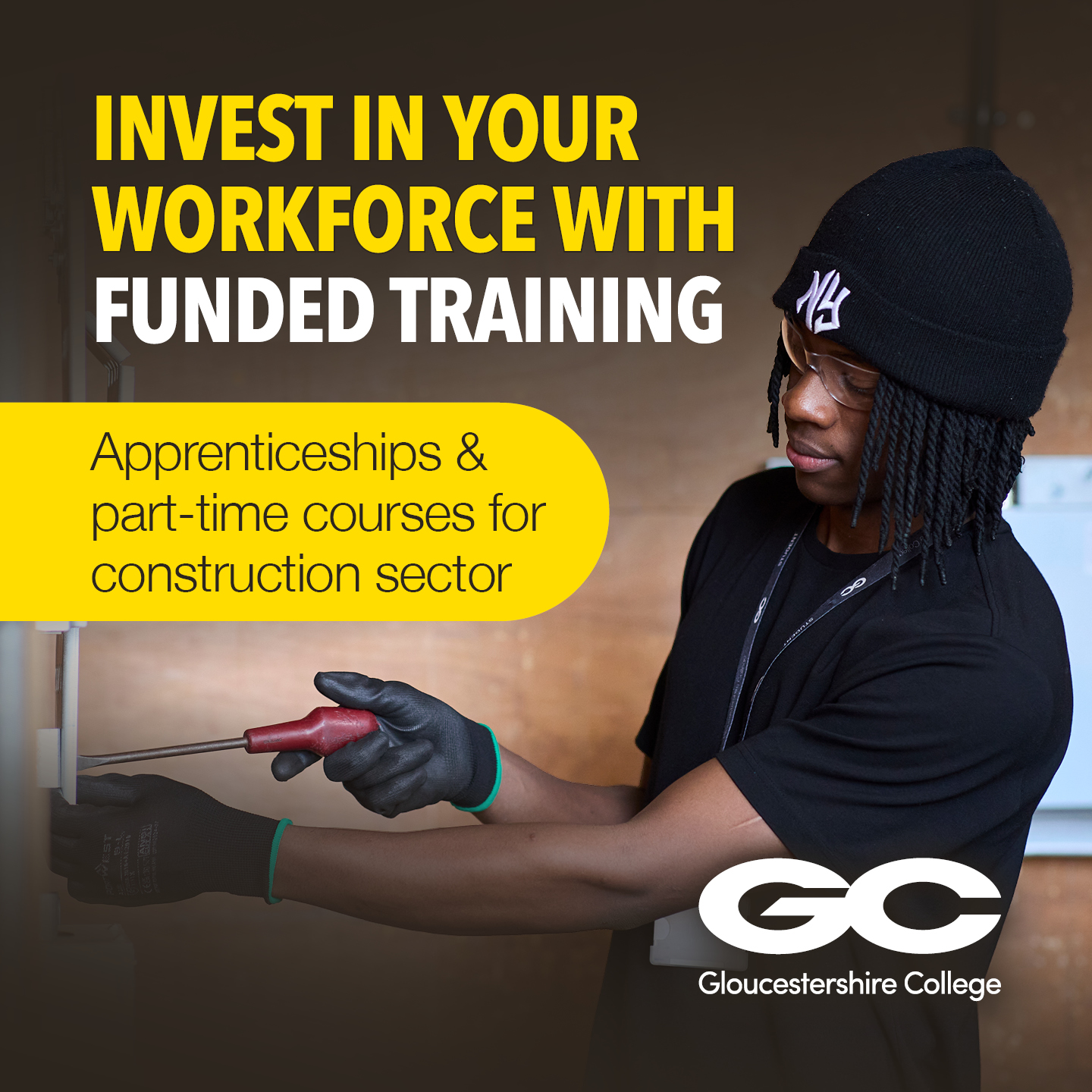 Gloucestershire College Facebook ad: Bring apprentices into your business with flexible training…