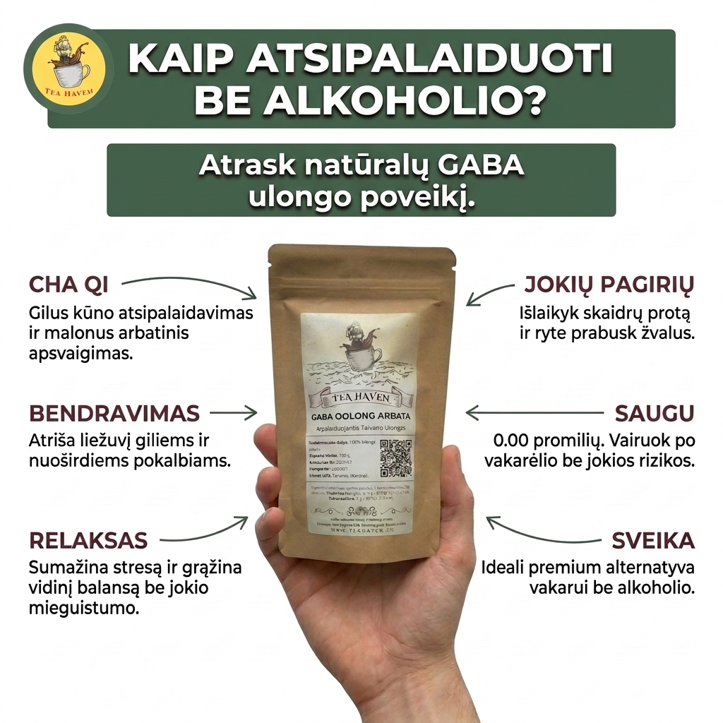 Tea Haven Facebook ad: Gilus relaksas, 100% skaidrus protas.