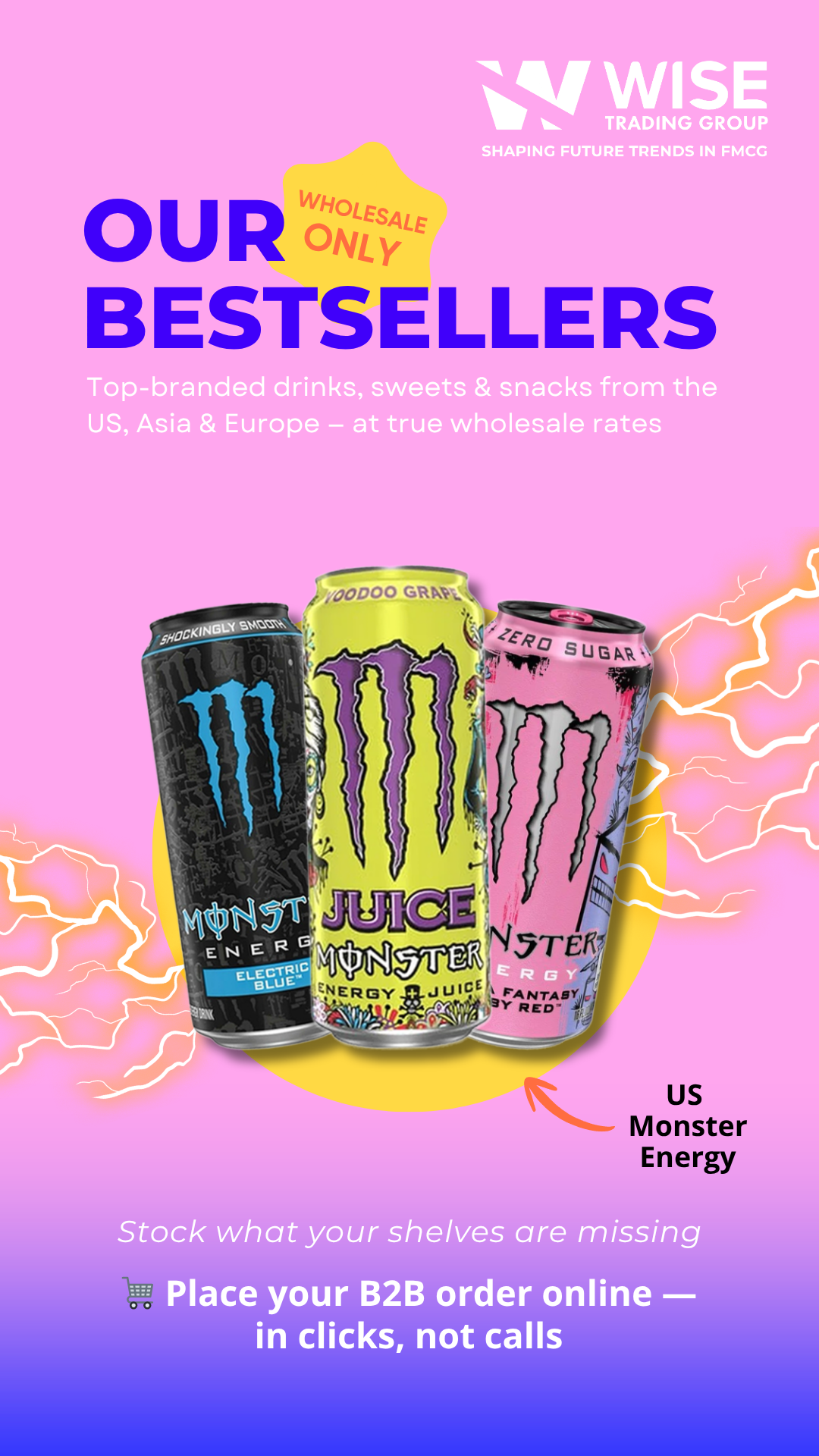 Wise Trading Group Facebook ad: US-exclusive Monster