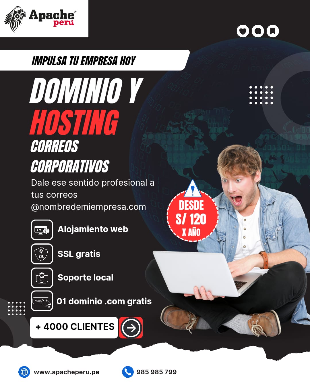 Apache Perú - Hosting y Dominios en Perú Facebook ad