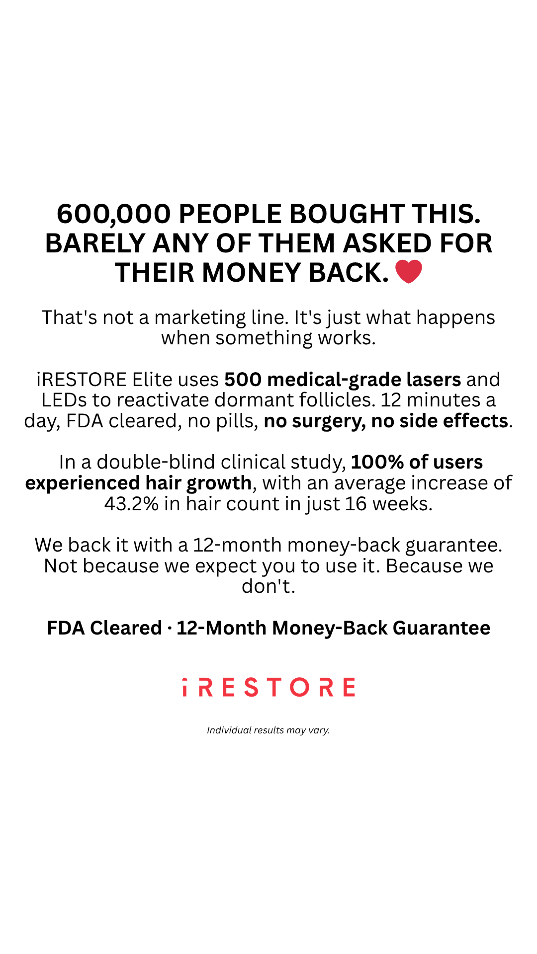 iRESTORE Hair Growth System Facebook ad