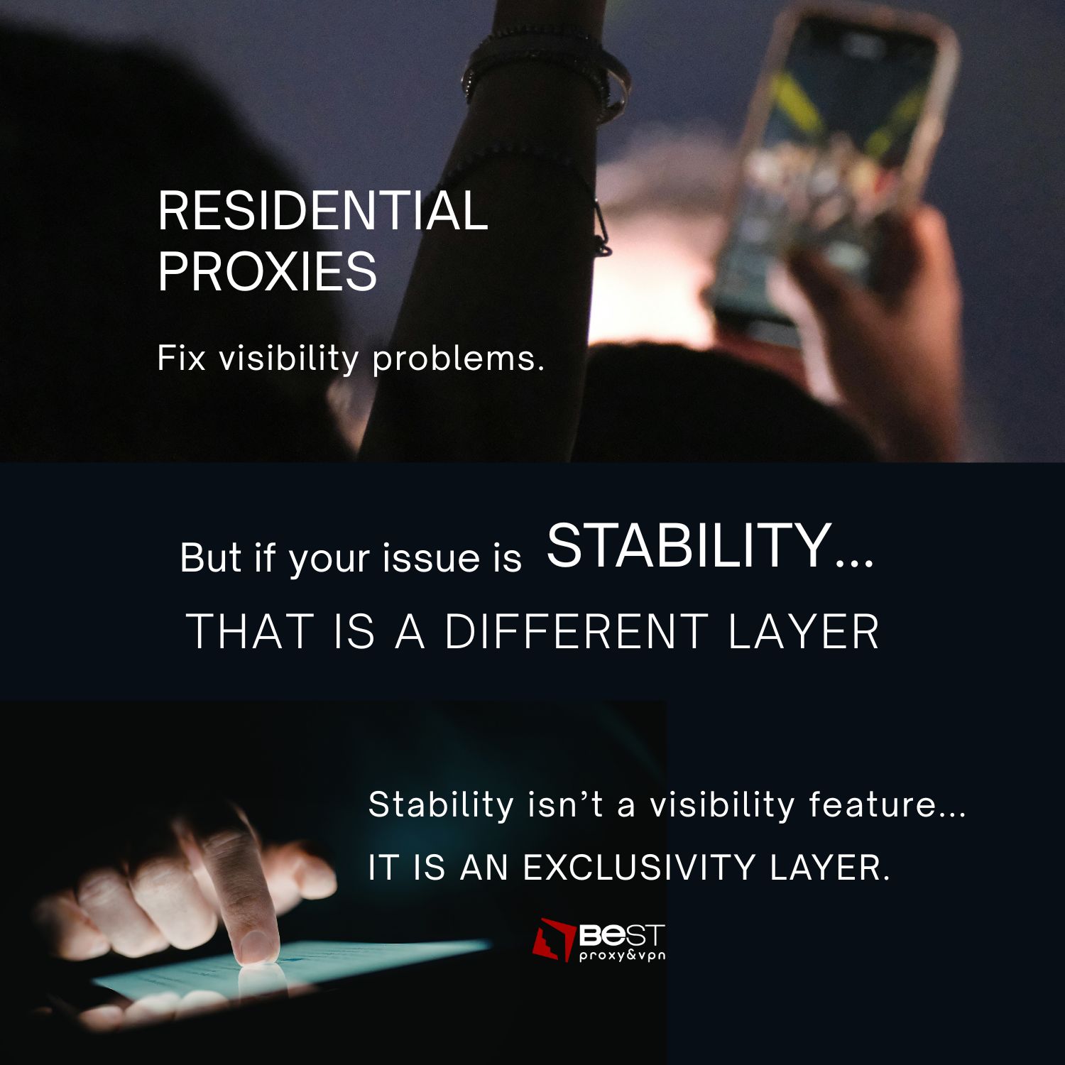 BestProxyAndVPN.com Facebook ad: Stability Needs Static IPs