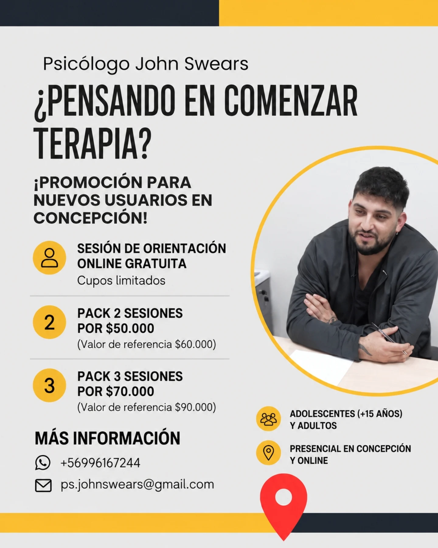 Johnswearspsicologo Facebook ad: Cuando la vida se siente pesada, pedir ayuda…