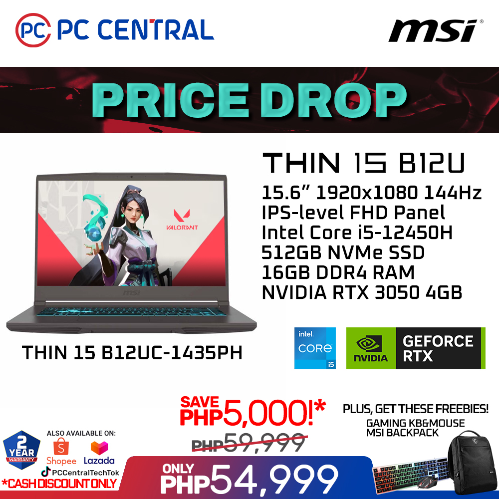 PC Central Facebook ad: MSI VALUE GAMING LAPTOP!