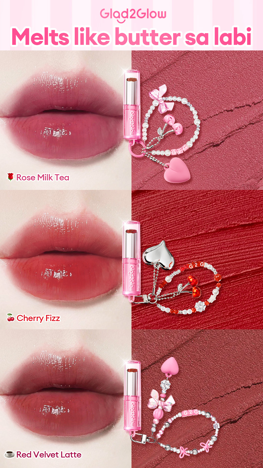 Glad2Glow.Philippines Facebook ad: Wear your glow! The trendiest lip balm is here!