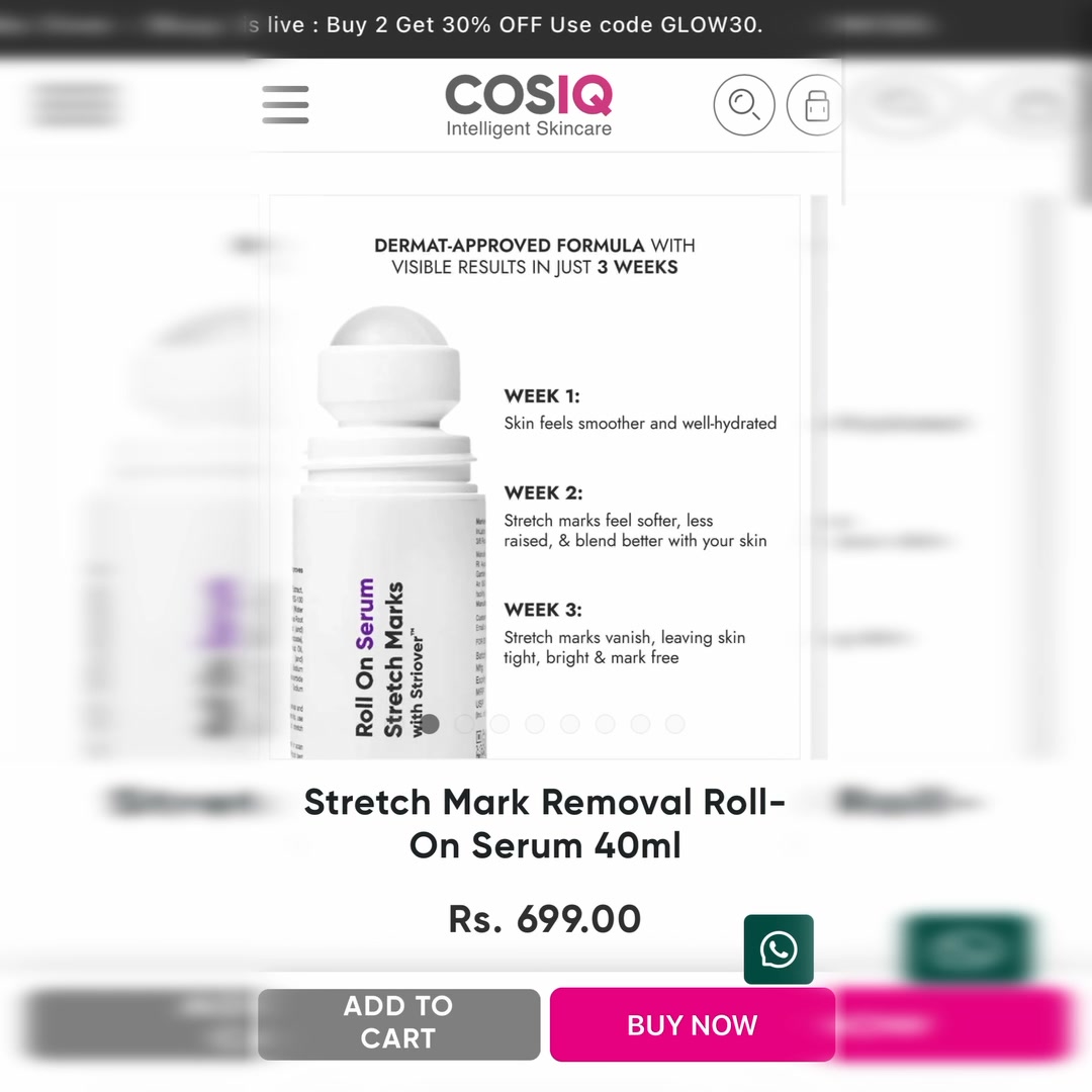 COSIQ - Intelligent Skincare Facebook ad: The Stretch Mark Discovery
