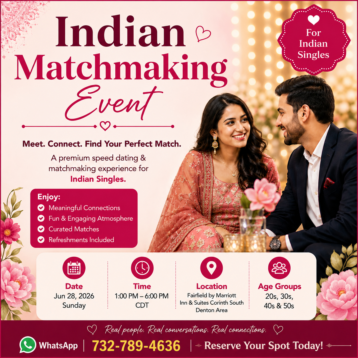 Indian Matchmaking Events Facebook ad: Indian Singles Matchmaking Event in Dallas