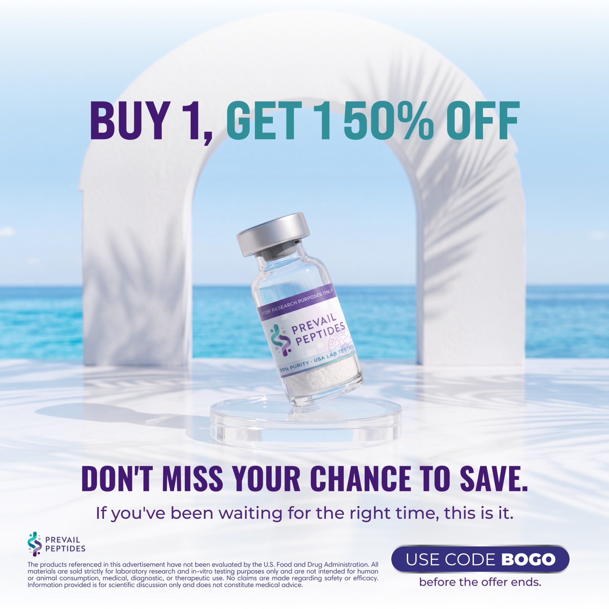 Prevail Labs Facebook ad: Buy 1, Get 1 50% Off