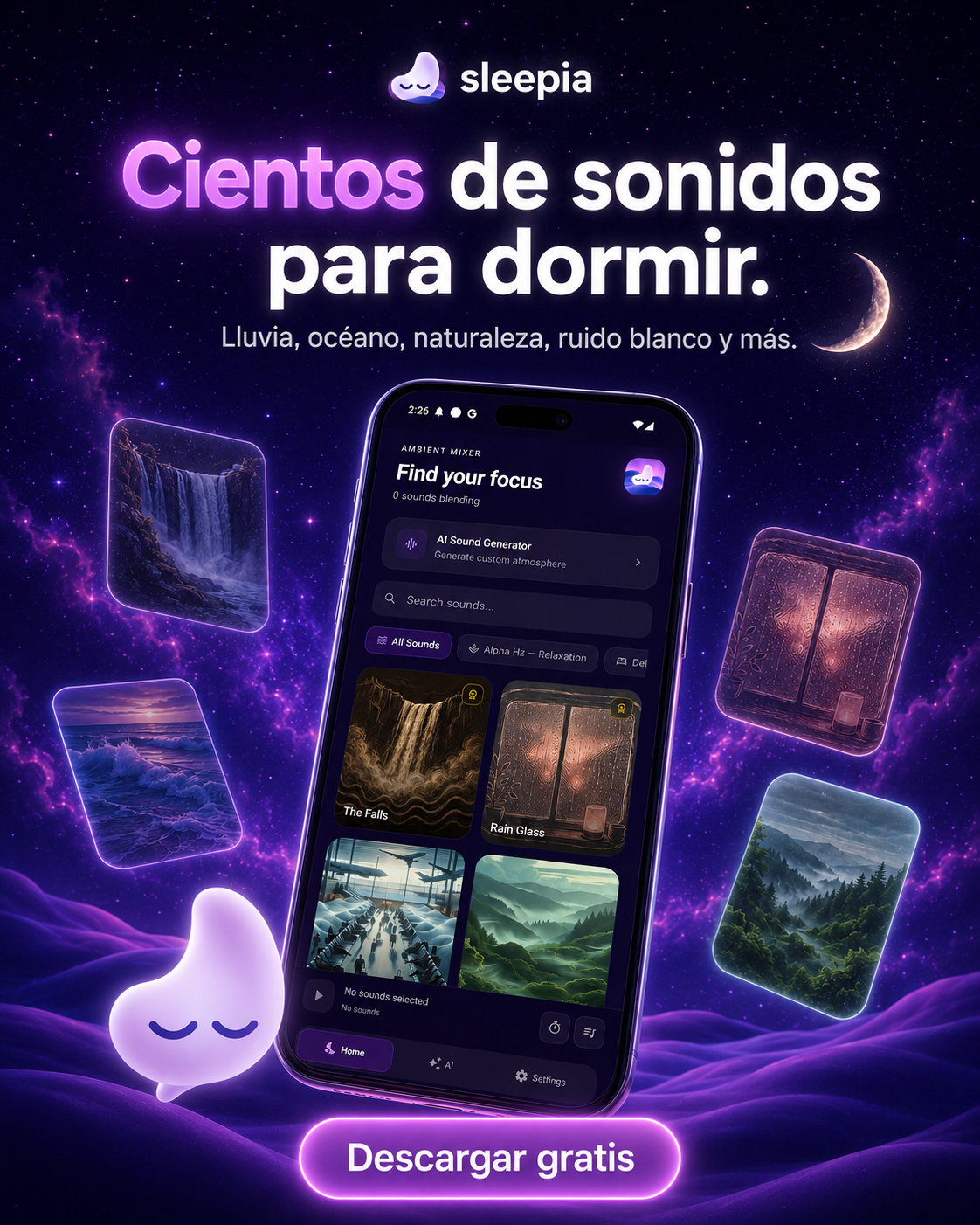 Sleepia Sleep Sounds: Relaxing Facebook ad