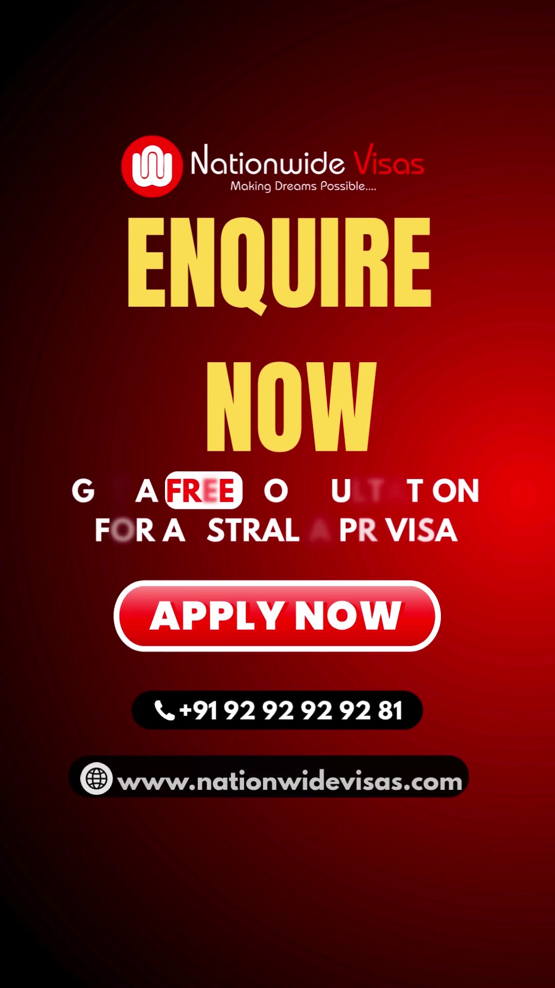 Nationwide Immigration Services pvt ltd Facebook ad: Check Eligibility For Australia PR Visa
