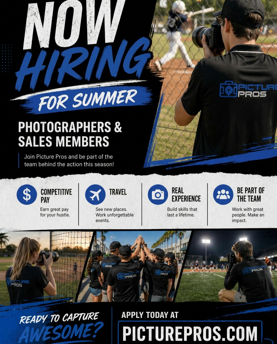 Picturepros Facebook ad: Now Hiring: Summer Sales & Marketing Reps