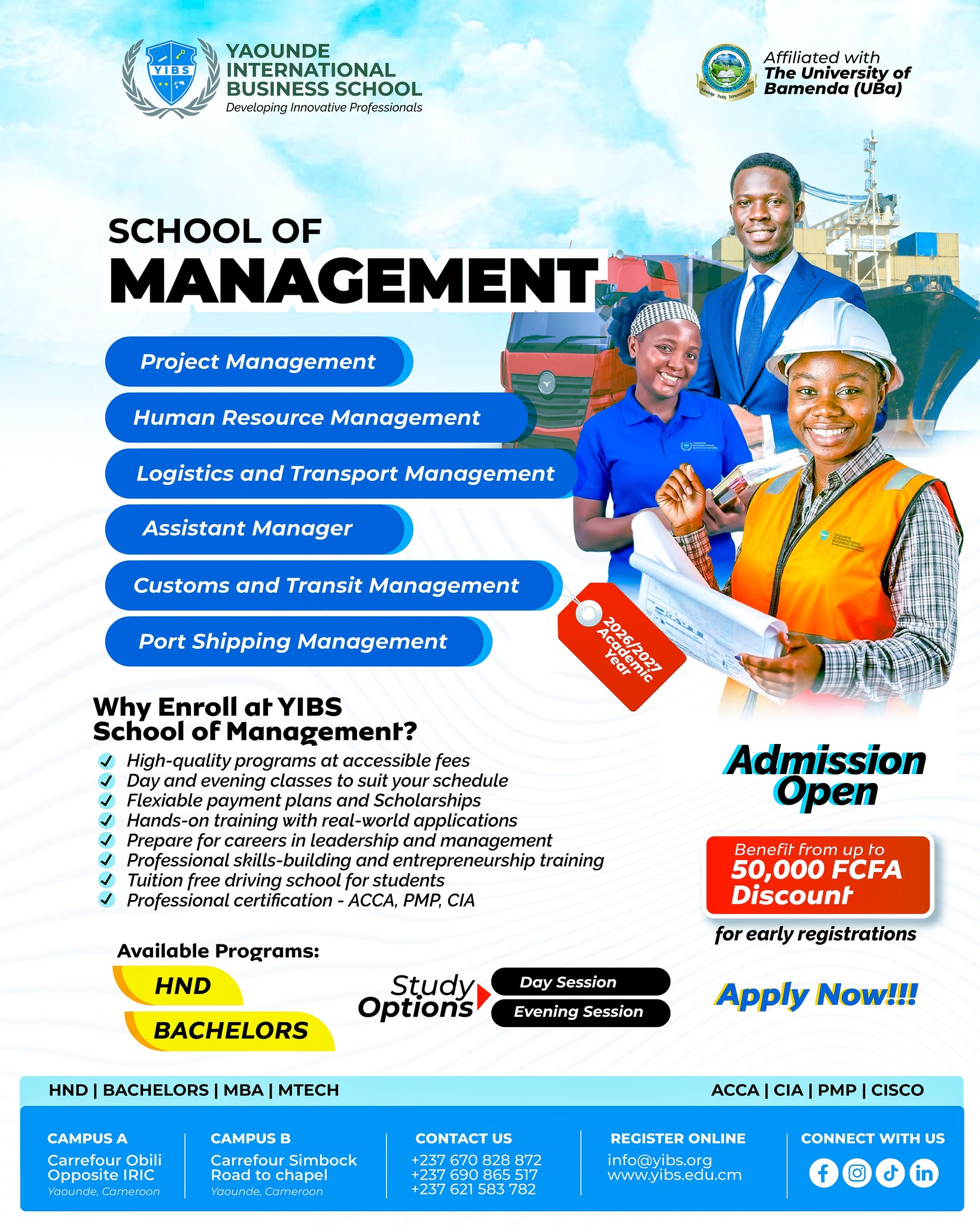 Yaoundé International Business School - YIBS Facebook ad: 𝐓𝐡𝐞 𝐰𝐨𝐫𝐥𝐝 𝐧𝐞𝐞𝐝𝐬 𝐥𝐞𝐚𝐝𝐞𝐫𝐬 𝐰𝐡𝐨 𝐜𝐚𝐧…