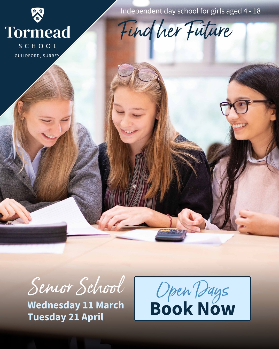 Tormead School Facebook ad: Tormead School is where girls thrive, thanks to…