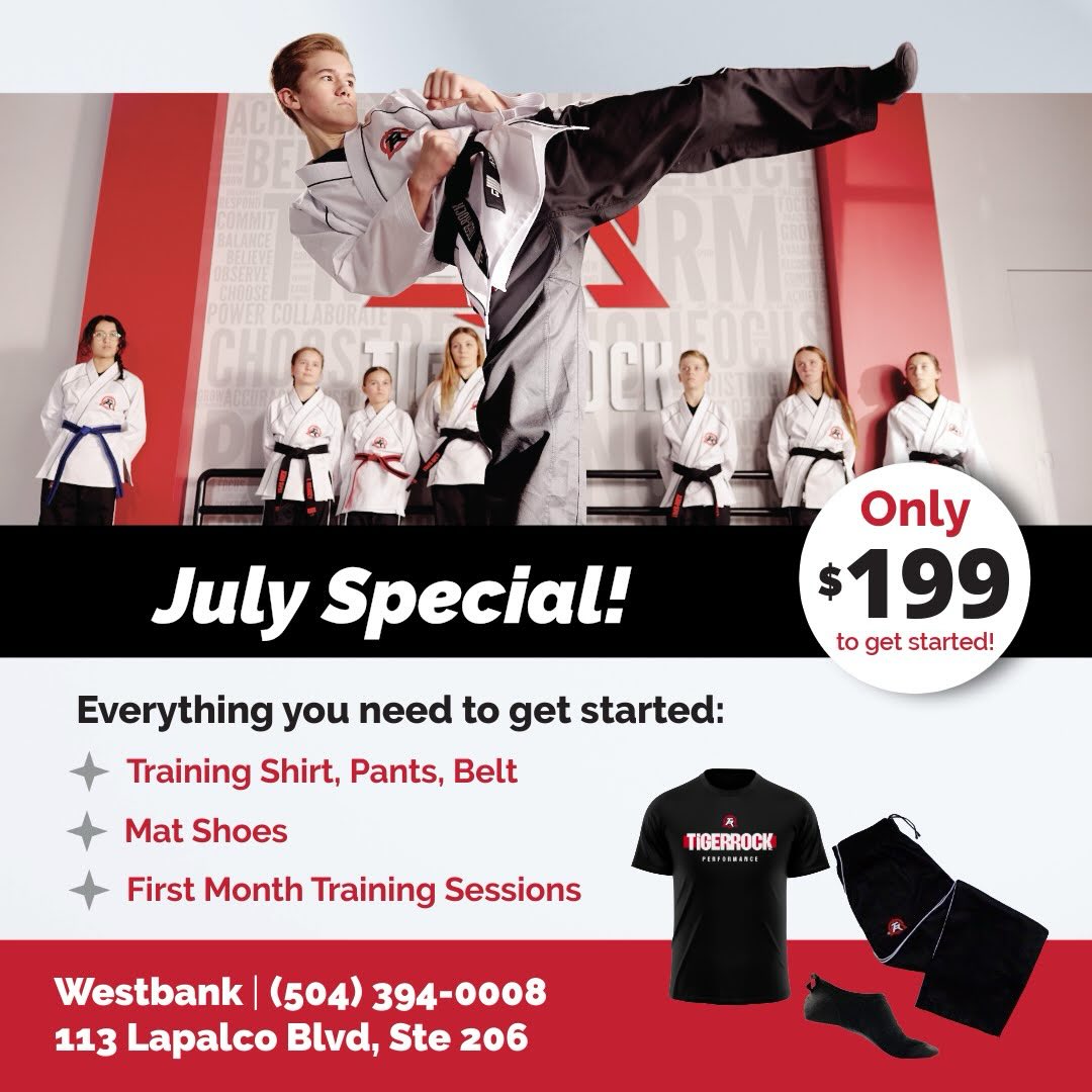 Tiger Rock Martial Arts (Westbank) Facebook ad: Startup special through July 10 (last day to…