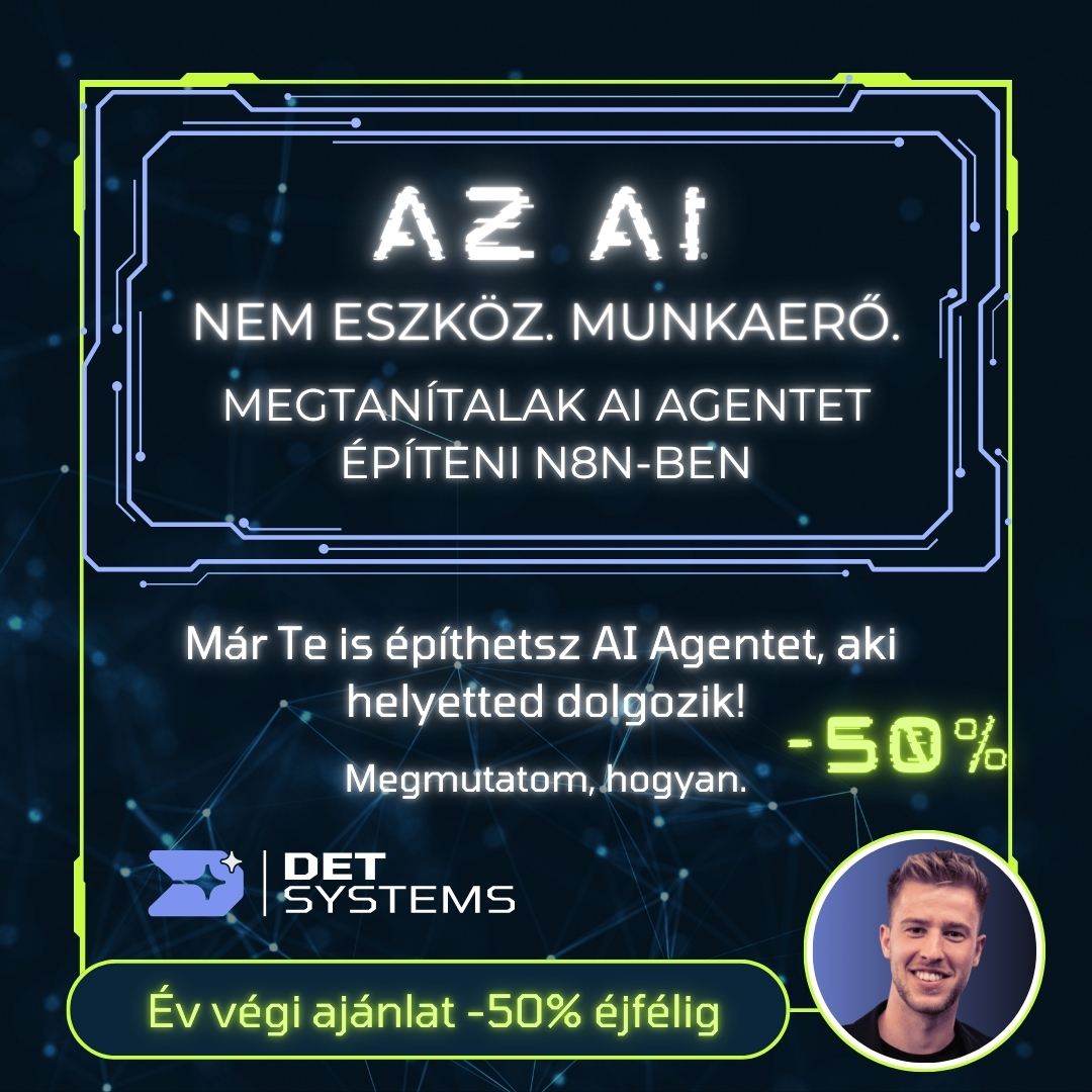 DetSystems Shop Facebook ad: Saját AI agent lépésről lépésre -50% kedvezménnyel
