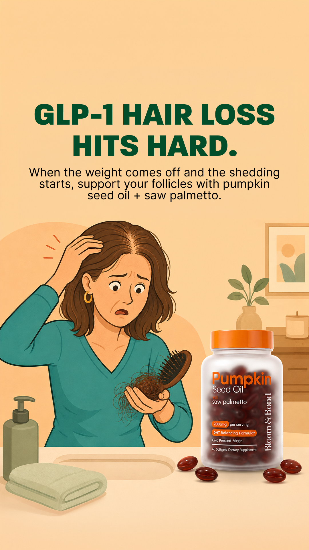 Bloom & Bond Facebook ad: Help Hair Loss Naturally