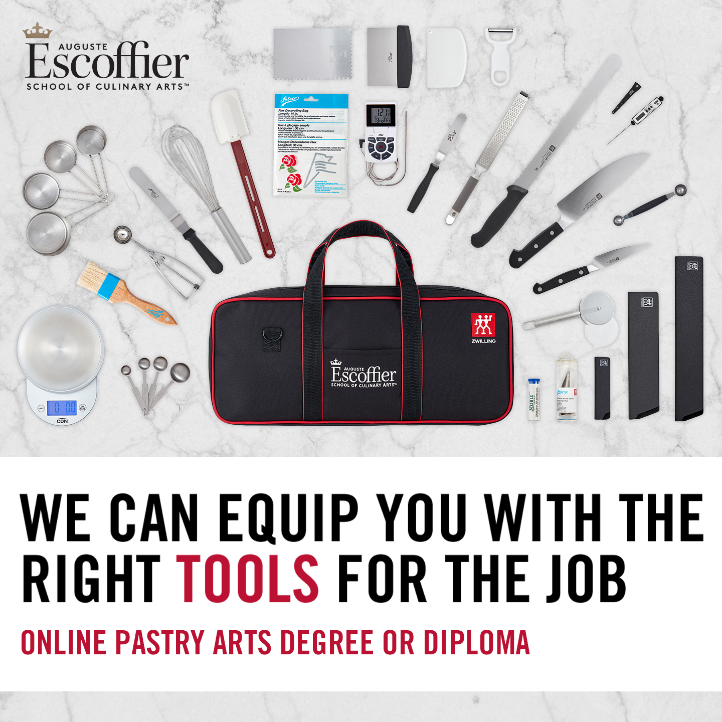 Auguste Escoffier School of Culinary Arts Facebook ad: Our Pastry Arts Toolkit Is Pretty Sweet