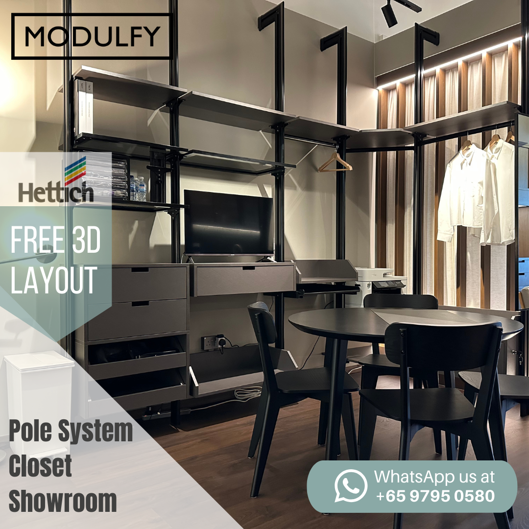 Modulfy Pole System Closet Facebook ad: A pole system closet is a modular, floor-to-ceiling…