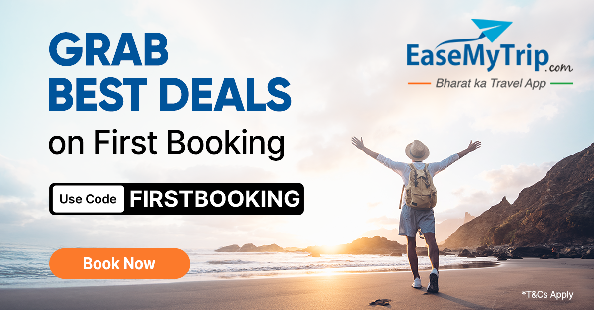 EaseMyTrip.com Facebook ad: First booking = Extra savings!