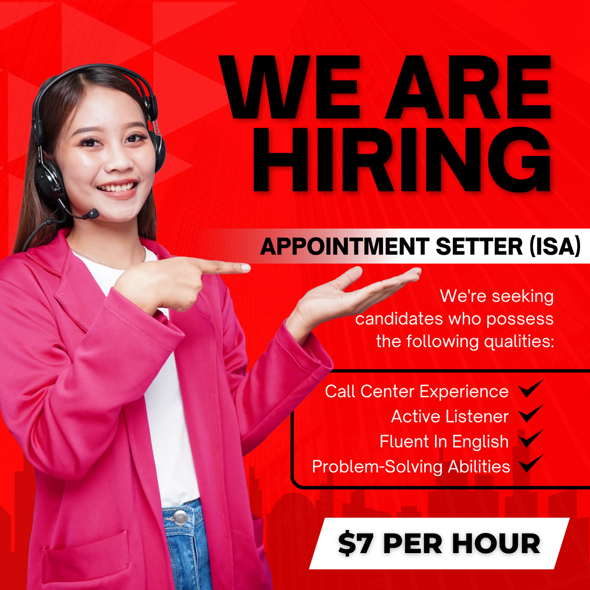 Powerisa Placement Agency Facebook ad: Appointment Setter Position Available!