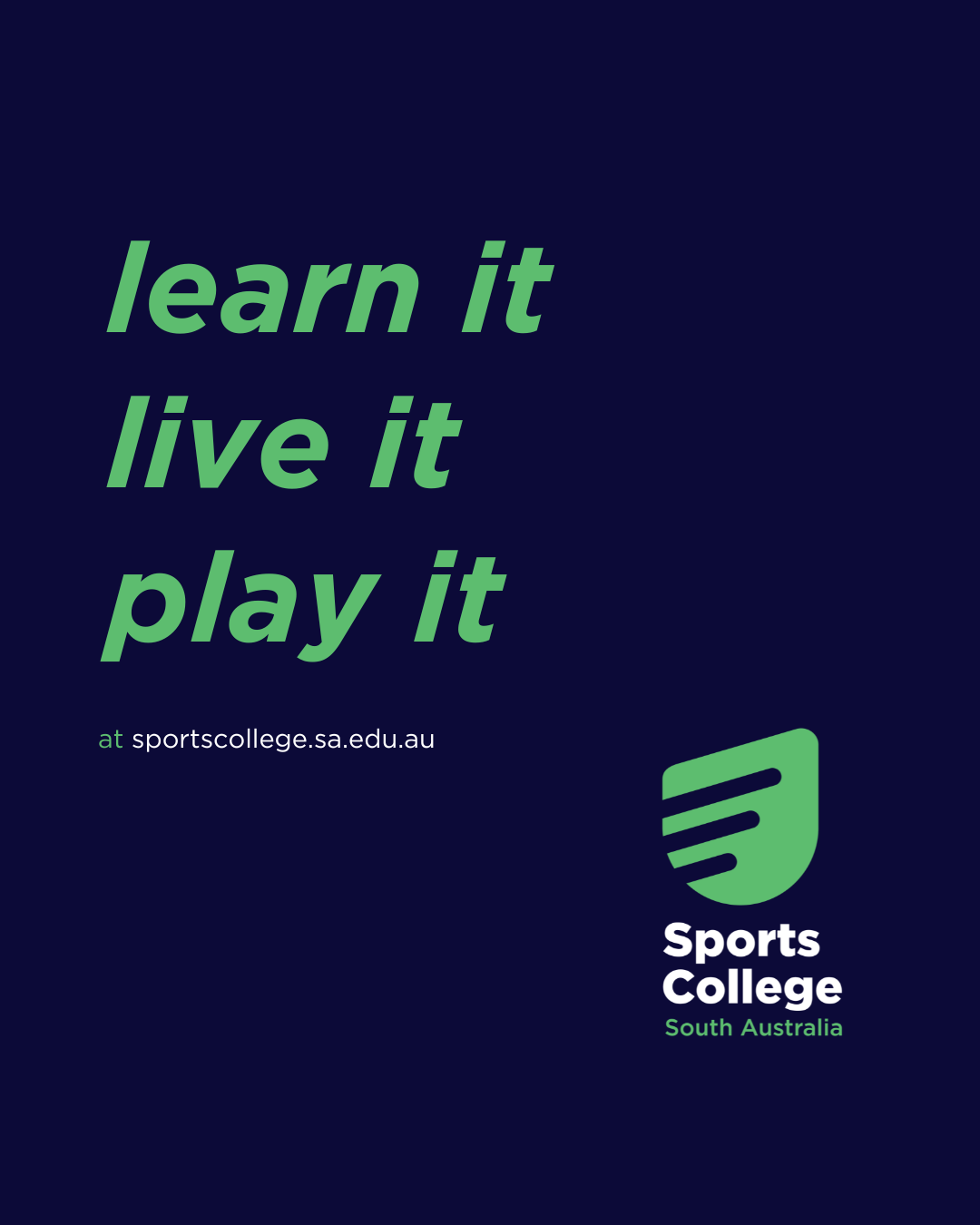 Sports College South Australia Facebook ad: Be a part of our game-changing Football curriculum.