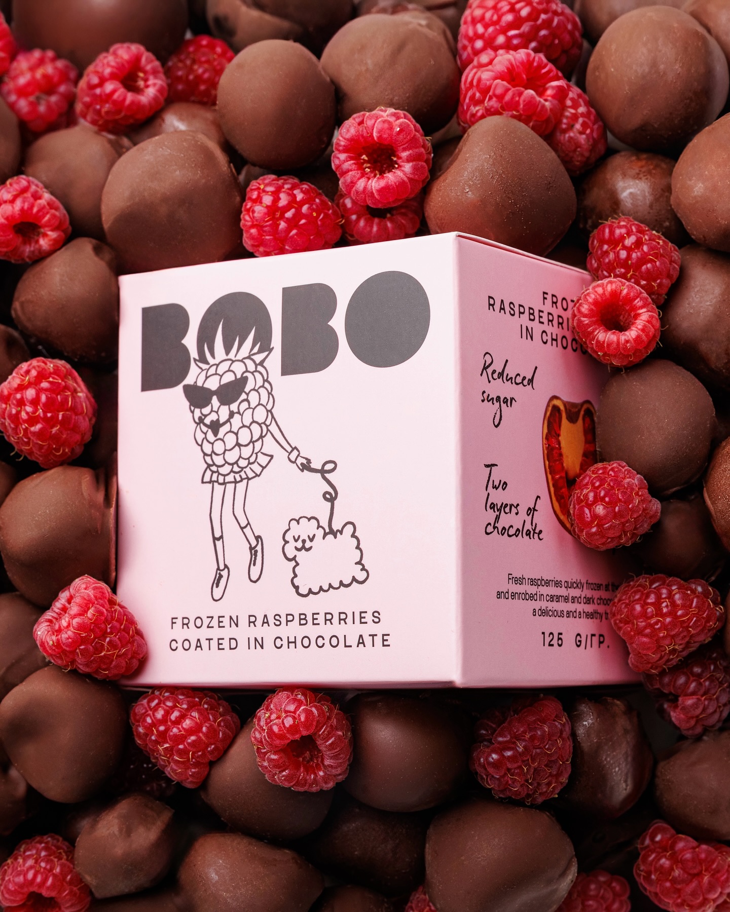BOBO. Mindful sweets Facebook ad: Crisp double chocolate snap.