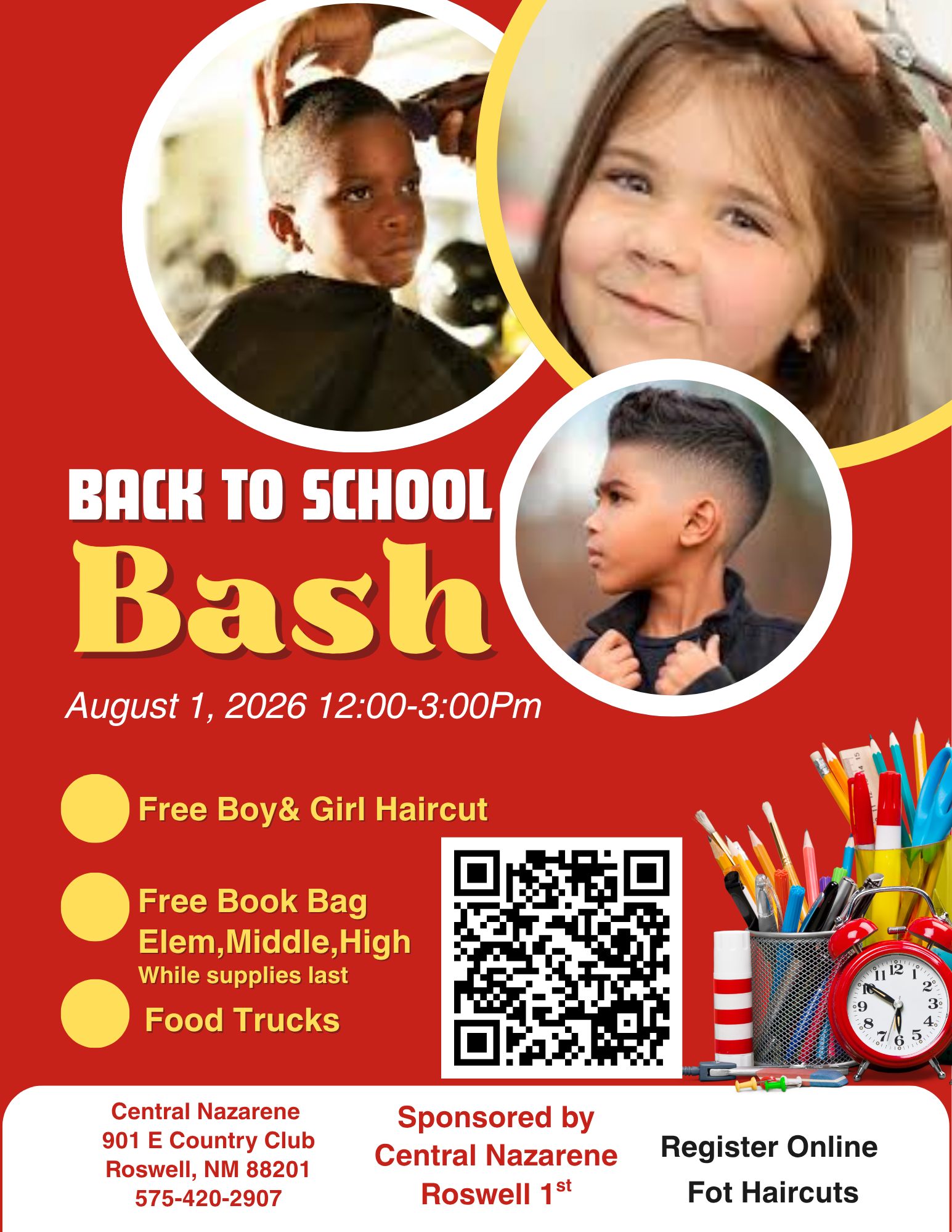 Central Church of the Nazarenne Facebook ad: Back to School Bash
