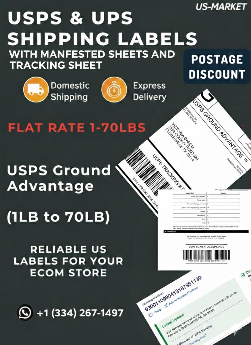 US Shipping Labels Facebook ad: Usps and Ups labels available with manifested and…