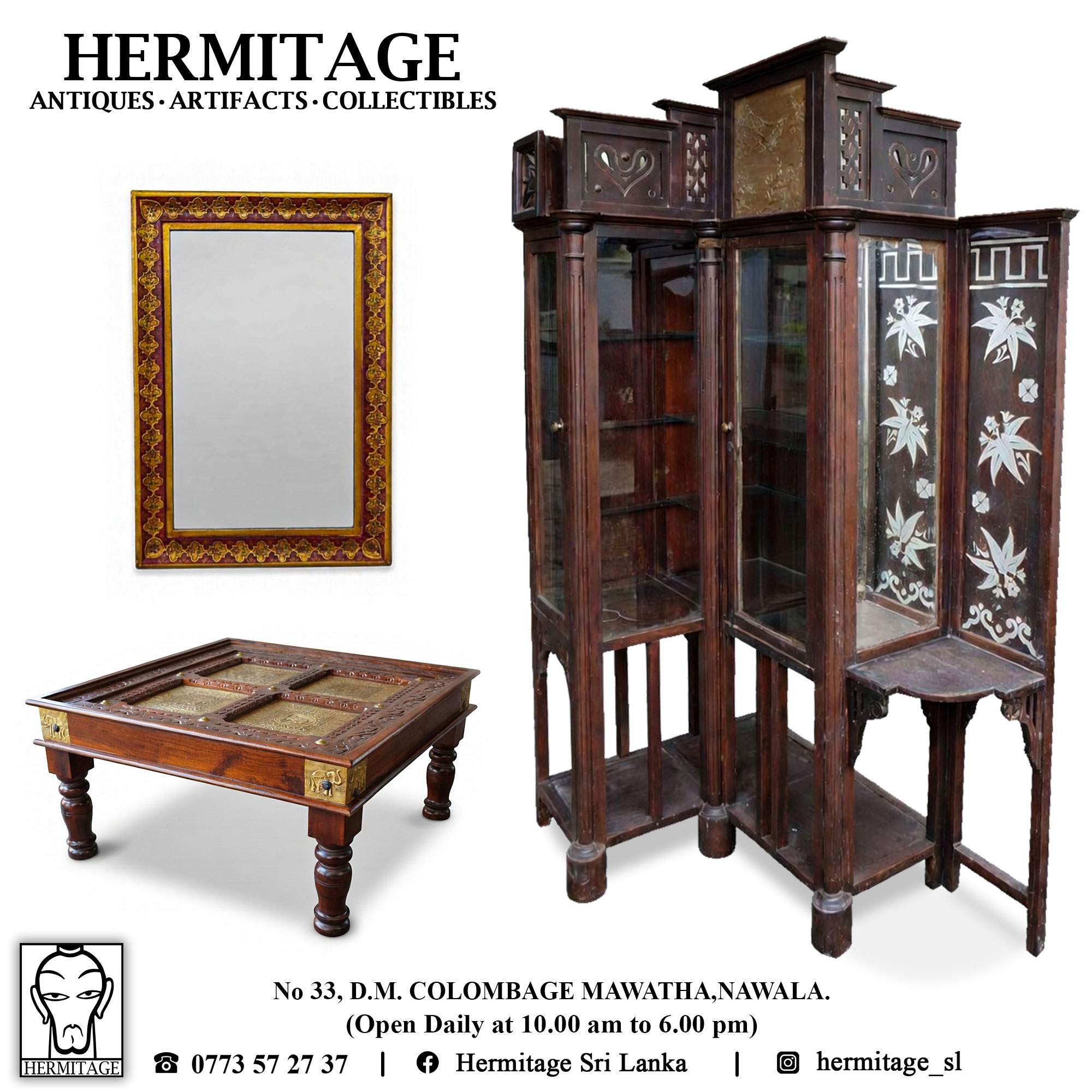 Hermitage Sri Lanka Facebook ad: ๐๐ง๐ญ๐ข๐ช๐ฎ๐๐ฌ โข ๐๐ซ๐ญ๐ข๐๐๐๐ญ๐ฌ โขโฆ