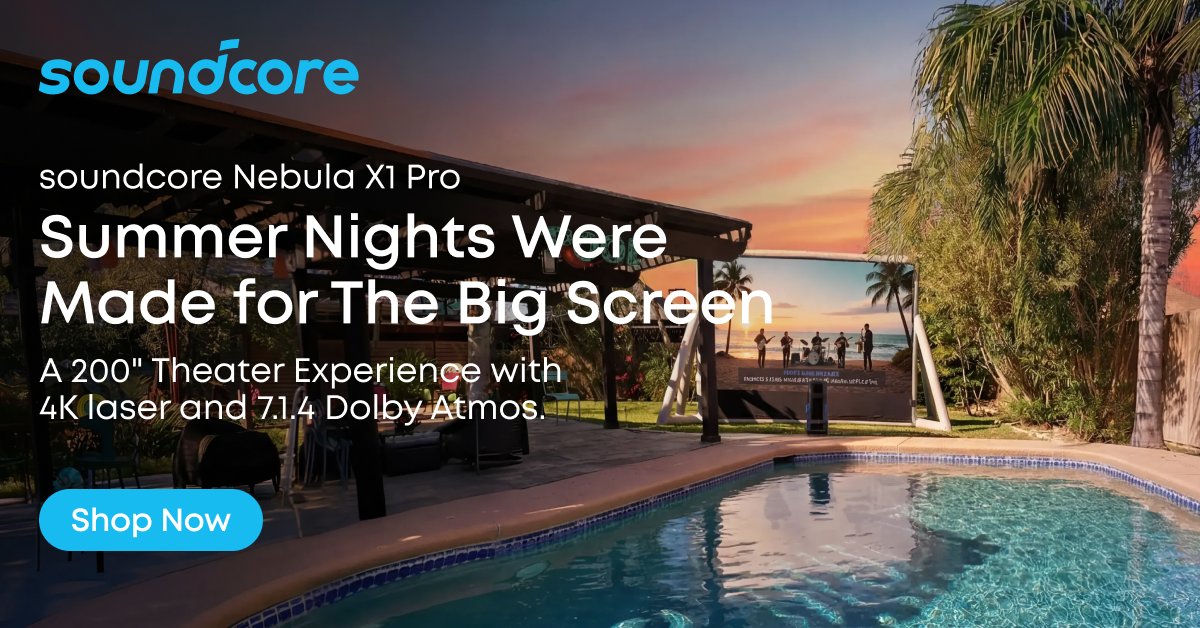 soundcore Facebook ad: Your Backyard Just Got Cinematic.