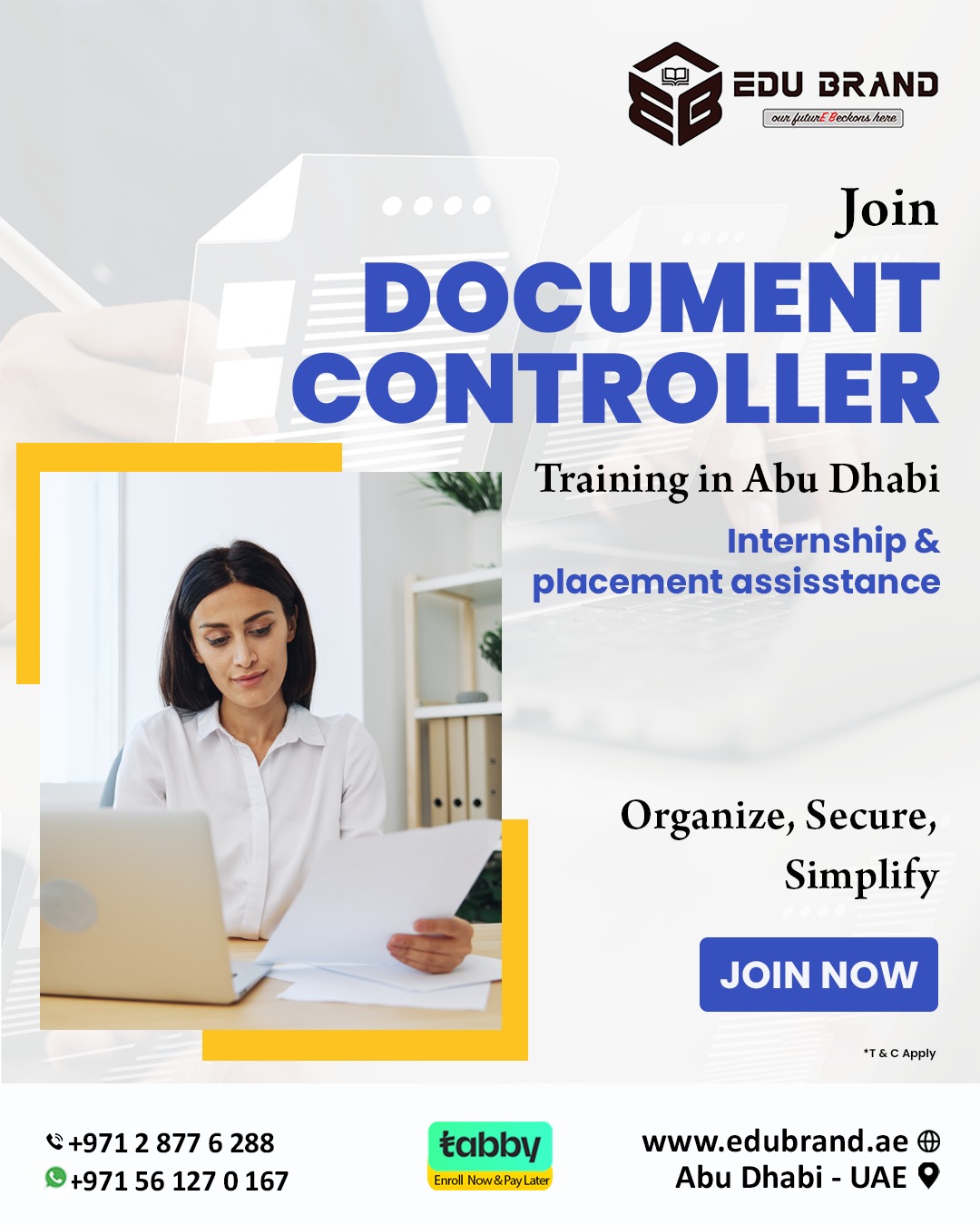 Edu Brand Facebook ad: Join Document Controller Training in Abu Dhabi!