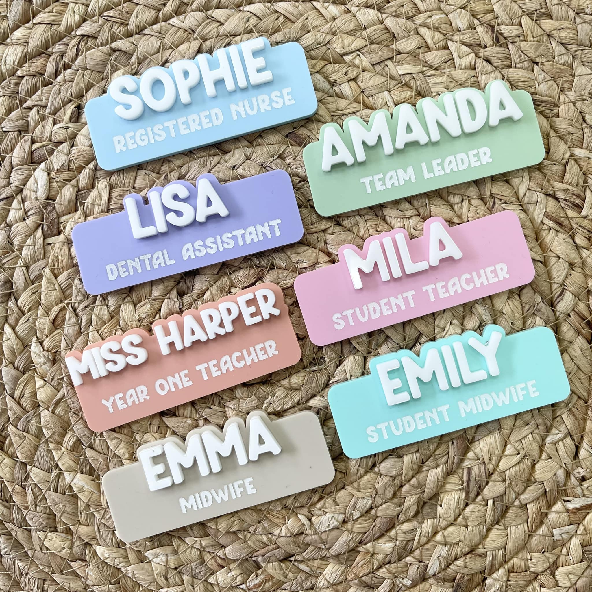 Name It Custom Decor Facebook ad: NAME BADGES