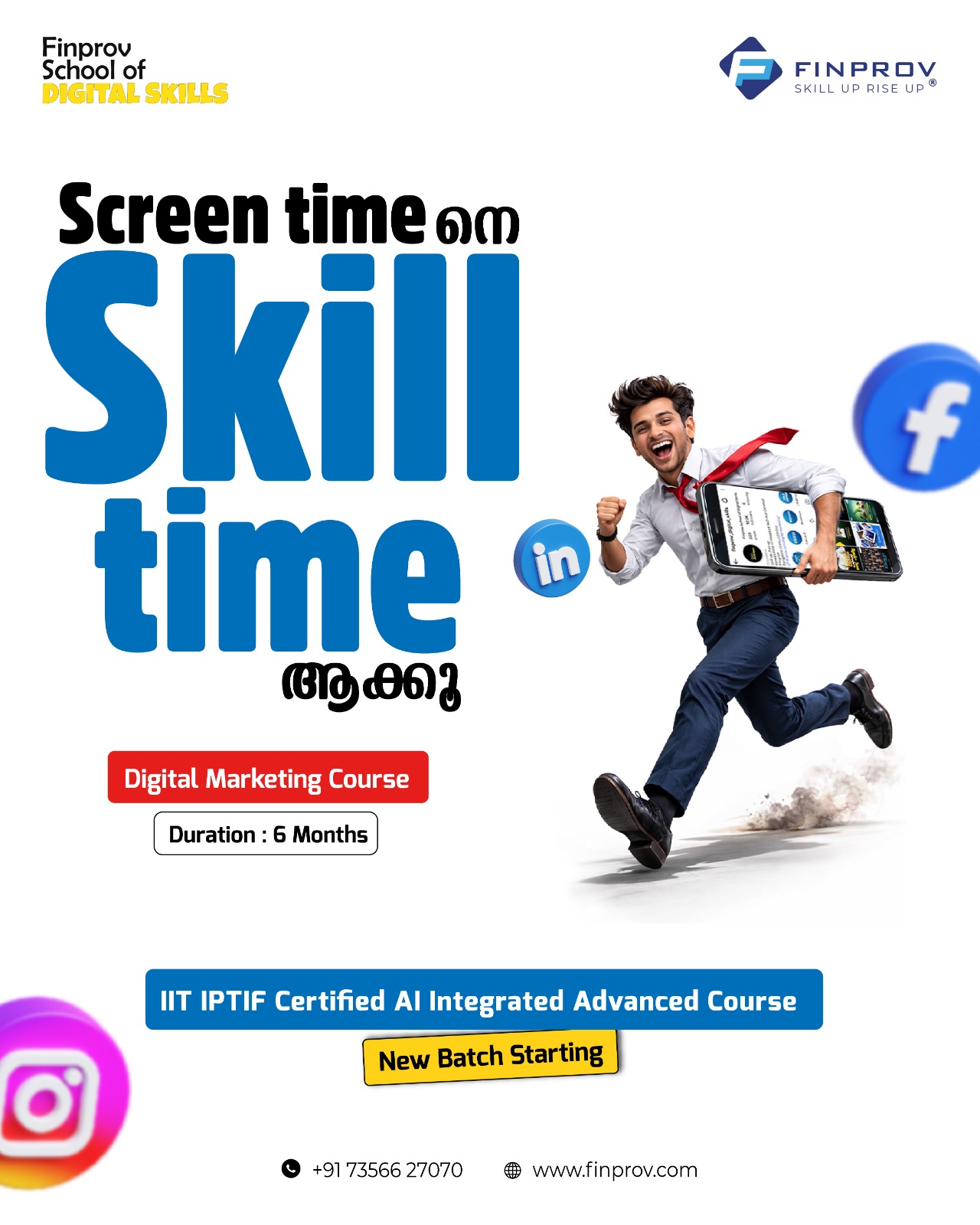 Finprov Learning Calicut Facebook ad: Digital Marketing Course + Internship on Live Projects