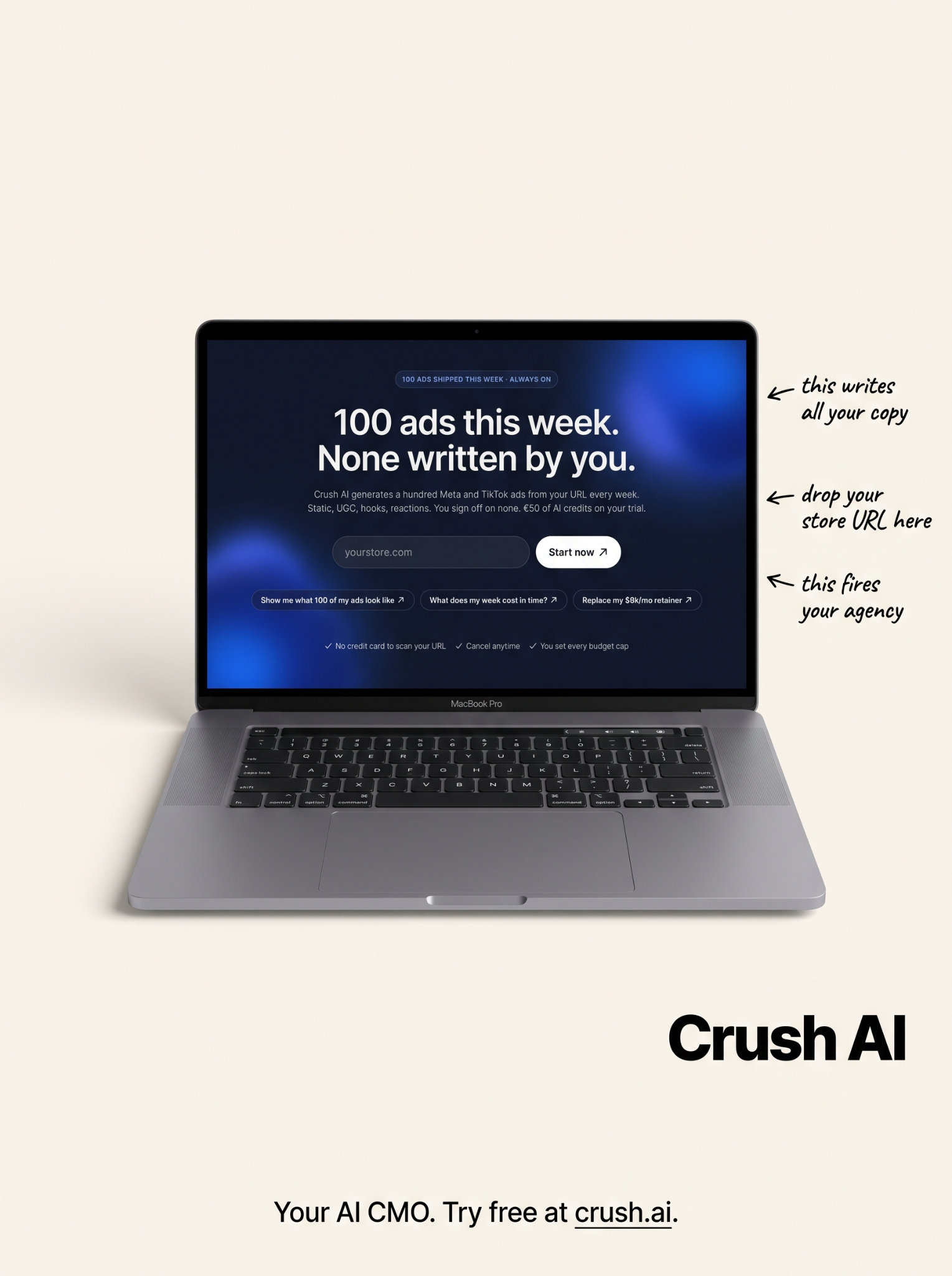 trycrush.ai Facebook ad