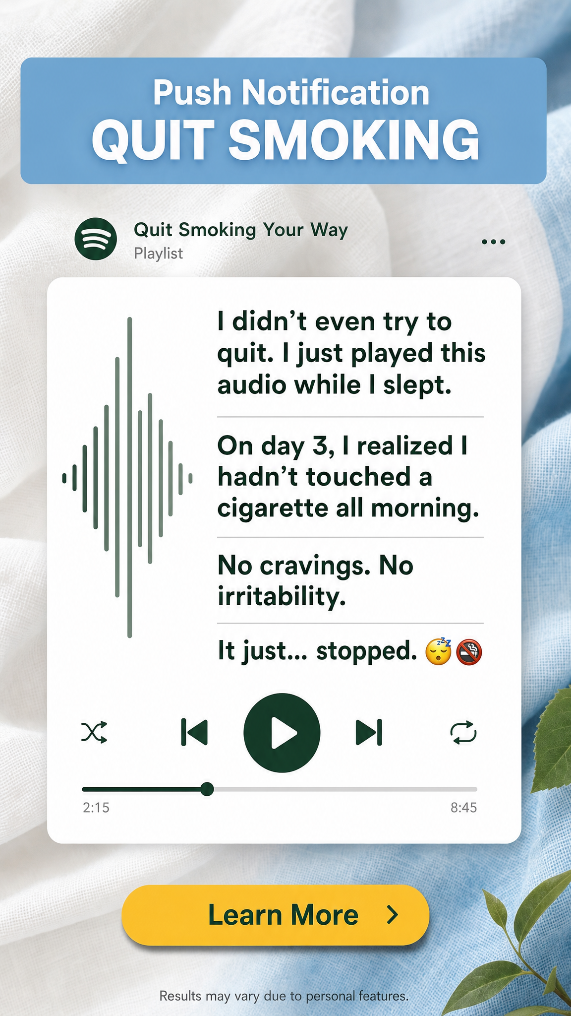 Hypnosis to Stop Smoking Facebook ad